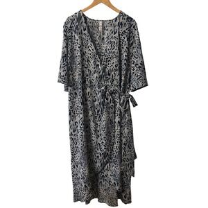 Melissa McCarthy Seven7 Maxi Dress‎ Wrap Leopard Print Casual 2X